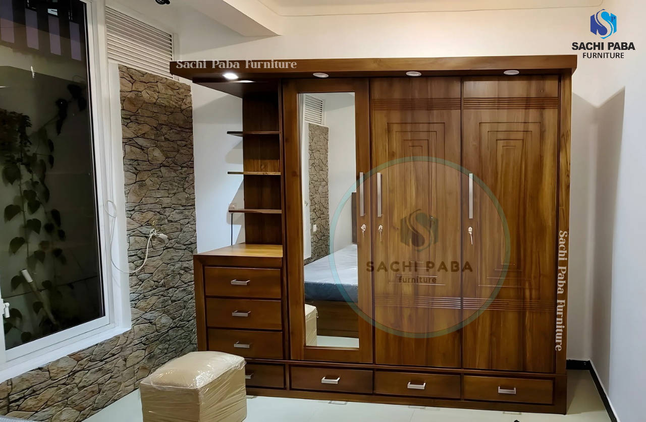 Three Door Wardrobe With Dresser W- 84